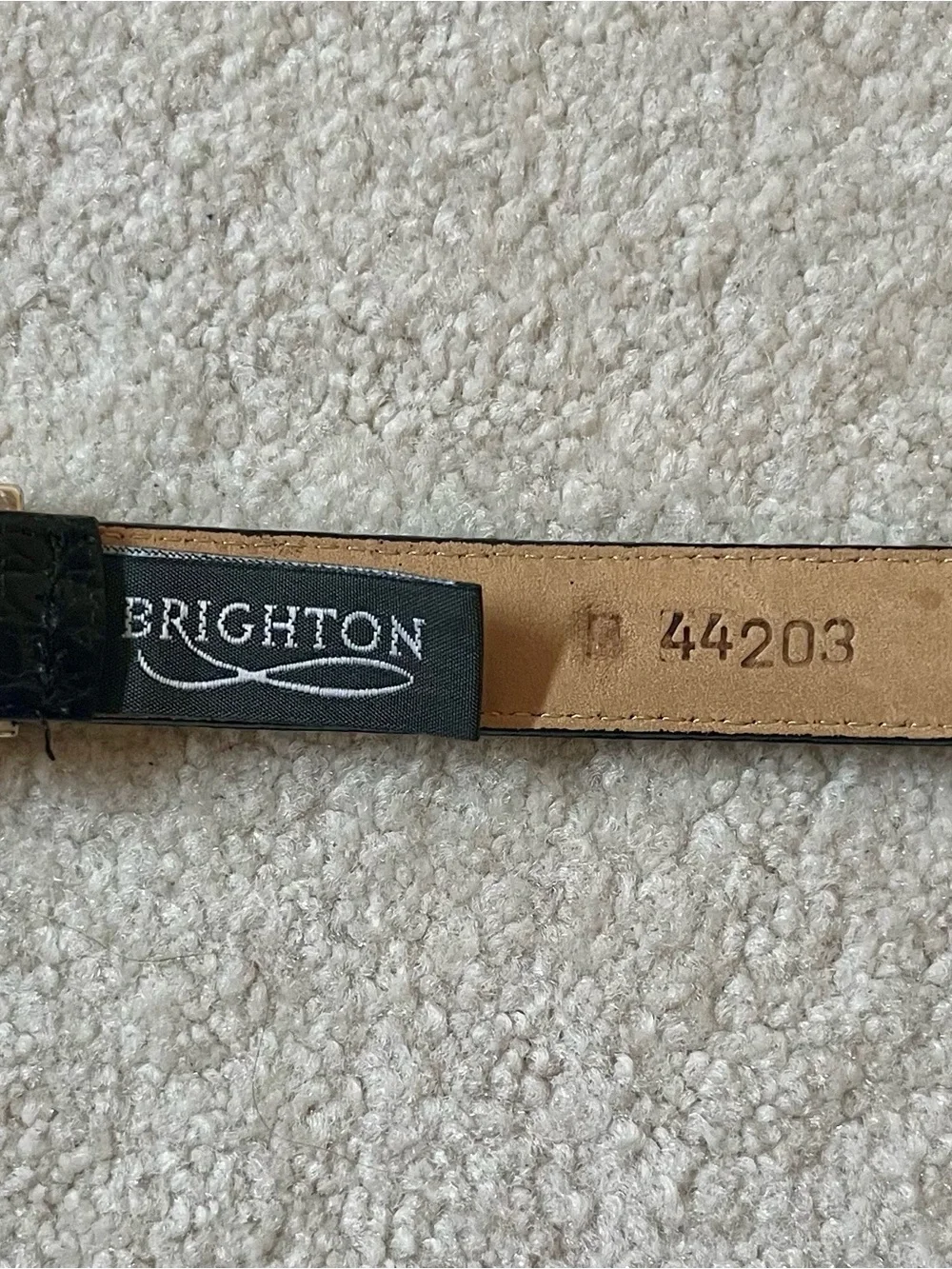 Brighton Black Croc-Embossed Belt with Two-Tone Hardware